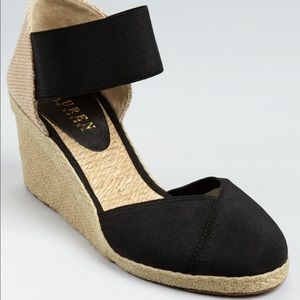 Polo Ralph Lauren Charla Black Wedge Sandals 👡